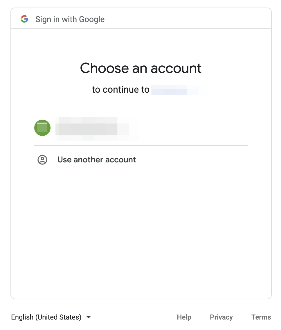 Google 登录授权页，选择要授权的 Google 账号