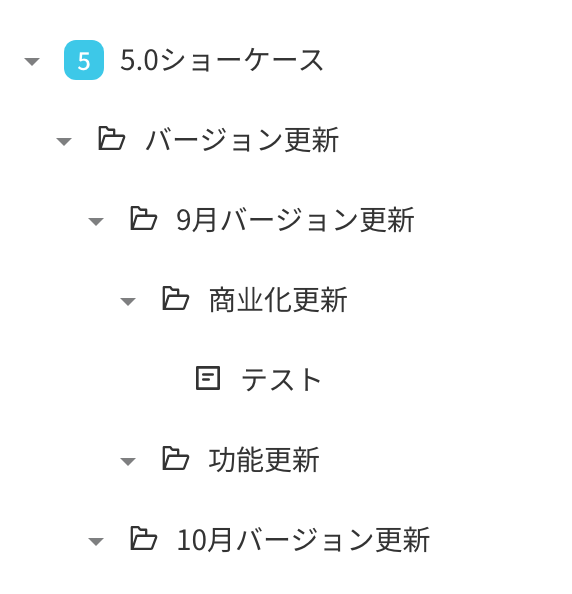 项目空间的多层级树状结构，空间下逐层展开文件夹、子文件夹和看板