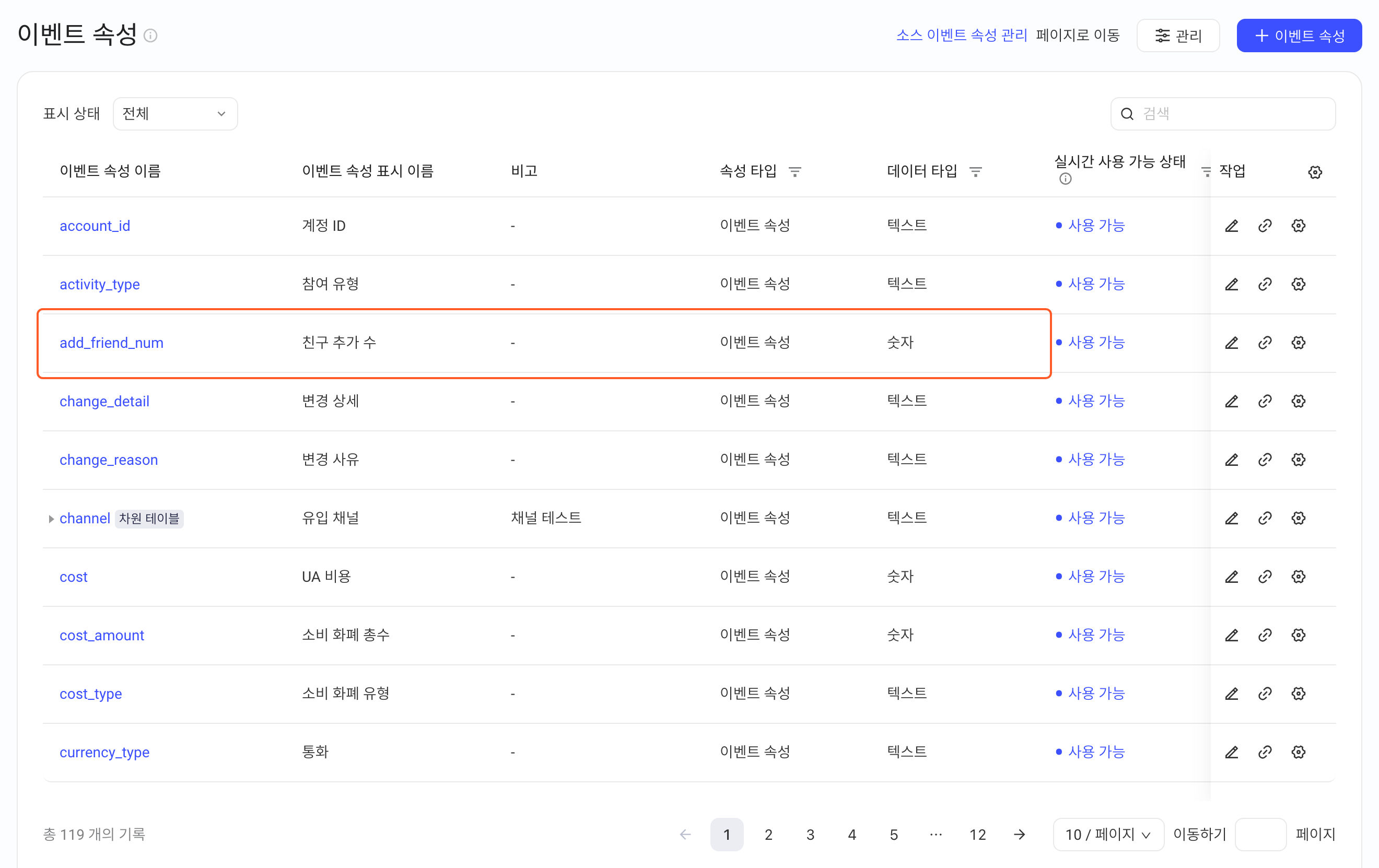 事件属性列表中框出要改类型的数值型事件属性 add_friend_num 一行