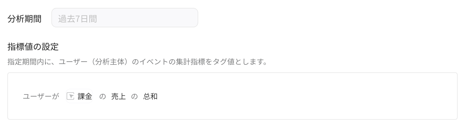 指标值标签配置：过去 7 天付费事件的付费金额总和作为标签值