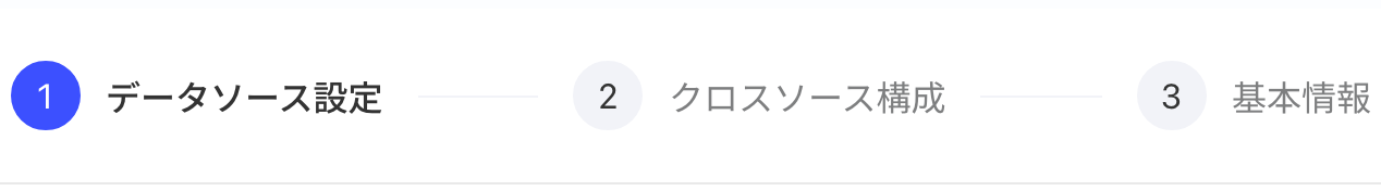 创建跨源资产的步骤条，当前在第 1 步「配置数据源」