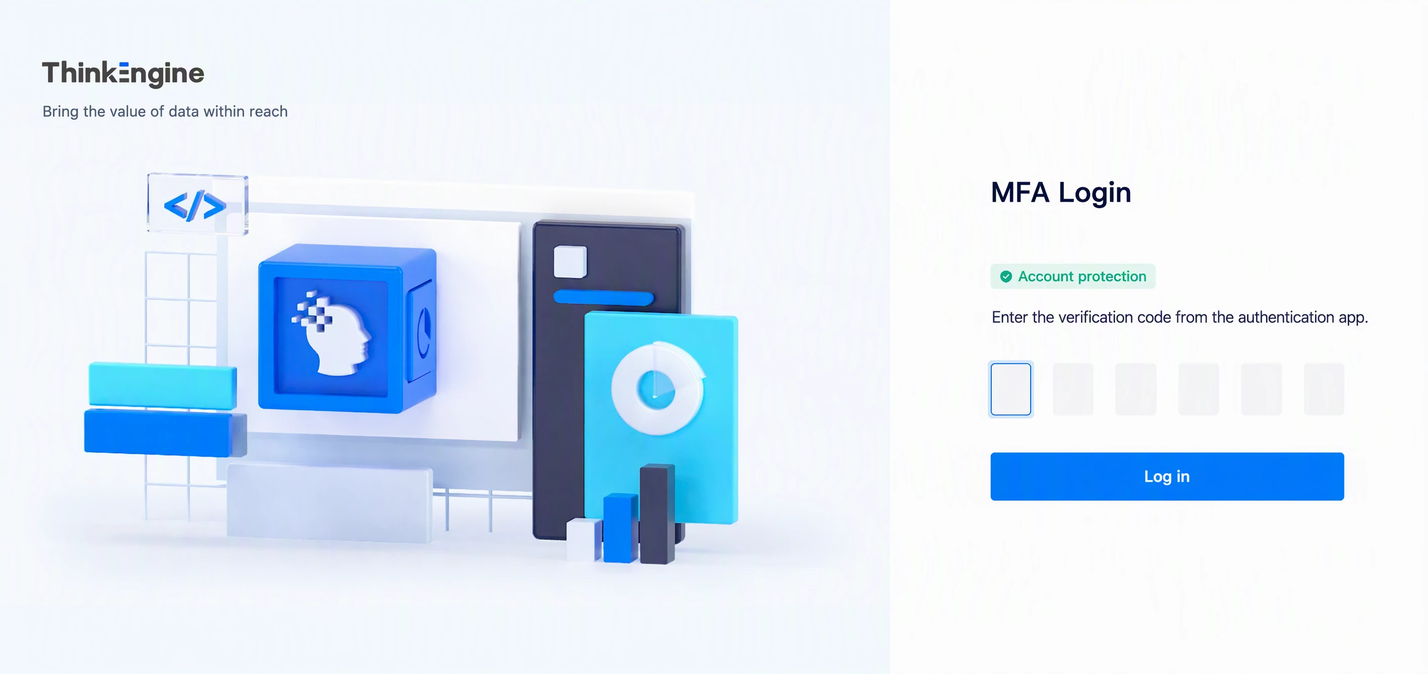 MFA 登录页，提示输入身份验证应用中的 6 位验证码后登录