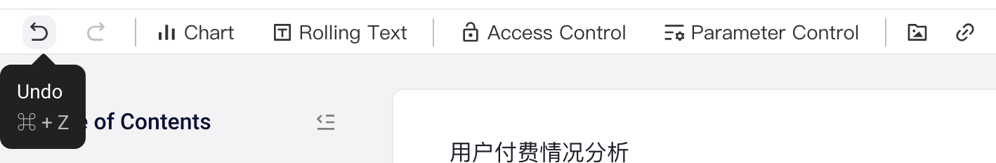 总结摘要编辑工具栏，悬停撤销按钮显示「撤销 ⌘+Z」提示，重做置灰
