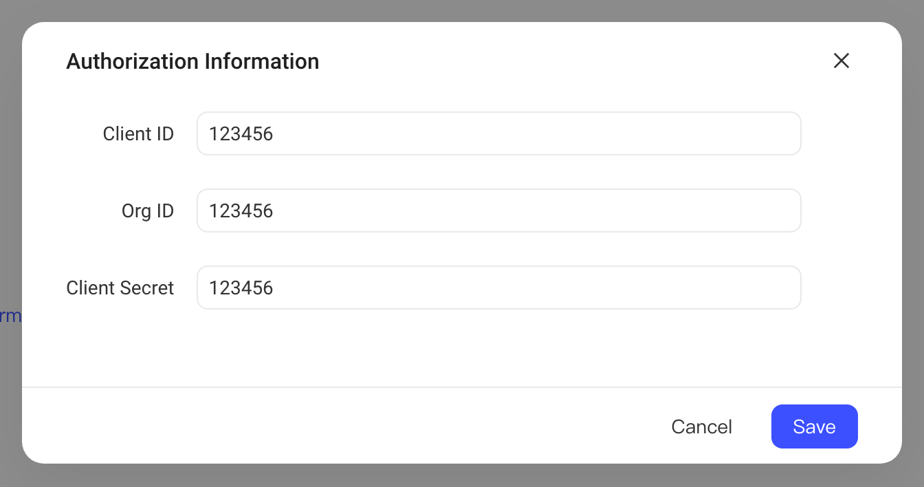 Apple Search Ads 授权信息弹窗，填写 Client ID、Org ID 和 Client Secret